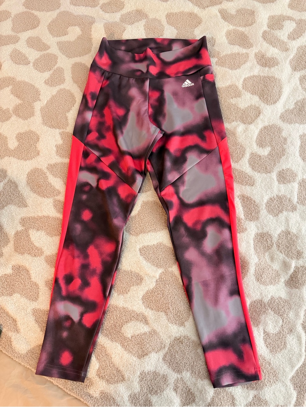 adidas Red and Black Tie-Dye Performance Leggings